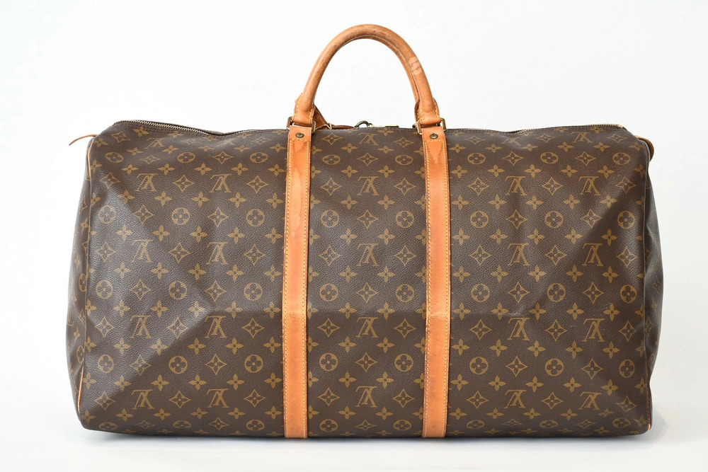 LOUIS VUITTON Keepall Boston Bag Monogram Leather Brown